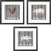 Framed Wood Farm Grey  3 Piece Framed Art Print Set