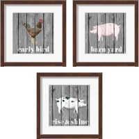 Framed 'Wood Farm Grey  3 Piece Framed Art Print Set' border=