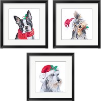 Framed 'Holiday Dog 3 Piece Framed Art Print Set' border=