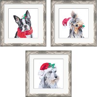 Framed 'Holiday Dog 3 Piece Framed Art Print Set' border=