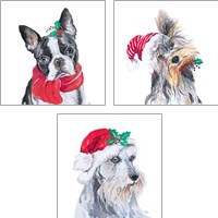 Framed Holiday Dog 3 Piece Art Print Set