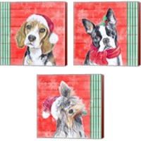 Framed 'Holiday Puppy 3 Piece Canvas Print Set' border=