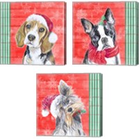 Framed Holiday Puppy 3 Piece Canvas Print Set