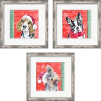 Framed 'Holiday Puppy 3 Piece Framed Art Print Set' border=