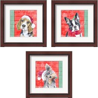 Framed 'Holiday Puppy 3 Piece Framed Art Print Set' border=