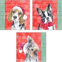 Framed Holiday Puppy 3 Piece Art Print Set