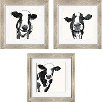Framed 'Cow Contour 3 Piece Framed Art Print Set' border=
