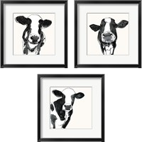 Framed 'Cow Contour 3 Piece Framed Art Print Set' border=