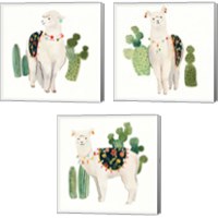 Framed 'Sweet Alpaca 3 Piece Canvas Print Set' border=