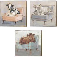 Framed 'Moo-ving In 3 Piece Canvas Print Set' border=