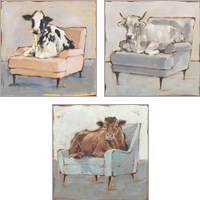 Framed 'Moo-ving In 3 Piece Art Print Set' border=