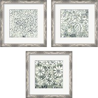 Framed 'Flower Stone Tile 3 Piece Framed Art Print Set' border=