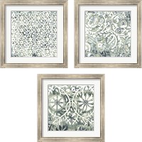 Framed 'Flower Stone Tile 3 Piece Framed Art Print Set' border=