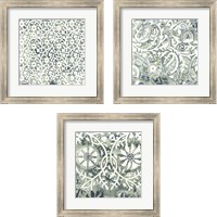Framed 'Flower Stone Tile 3 Piece Framed Art Print Set' border=