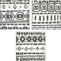Framed 'Tribal Textile 3 Piece Art Print Set' border=