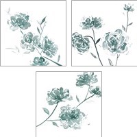 Framed 'Traces of Flowers 3 Piece Art Print Set' border=