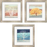 Framed 'Treescape 3 Piece Framed Art Print Set' border=