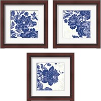 Framed 'Toile Roses 3 Piece Framed Art Print Set' border=