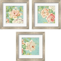 Framed Cottage Roses Bright 3 Piece Framed Art Print Set