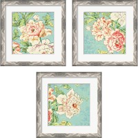Framed 'Cottage Roses Bright 3 Piece Framed Art Print Set' border=
