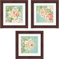 Framed Cottage Roses Bright 3 Piece Framed Art Print Set