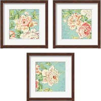 Framed 'Cottage Roses Bright 3 Piece Framed Art Print Set' border=