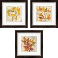 Framed 'November Leaves 3 Piece Framed Art Print Set' border=