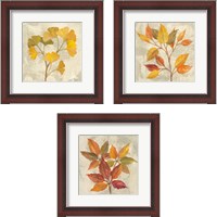 Framed 'November Leaves 3 Piece Framed Art Print Set' border=