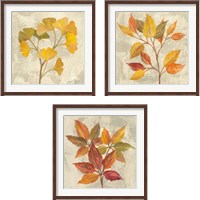 Framed 'November Leaves 3 Piece Framed Art Print Set' border=