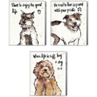 Framed 'Strike a Paws 3 Piece Canvas Print Set' border=