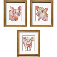 Framed 'Pig 3 Piece Framed Art Print Set' border=