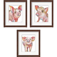 Framed 'Pig 3 Piece Framed Art Print Set' border=