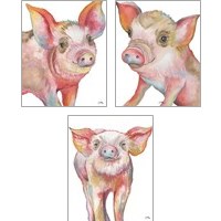 Framed 'Pig 3 Piece Art Print Set' border=