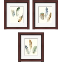 Framed Watercolor Feathers 3 Piece Framed Art Print Set