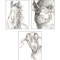 Framed Farm Faces 3 Piece Art Print Set