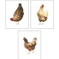 Framed 'Autumn Chicken 3 Piece Art Print Set' border=