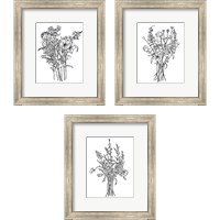Framed 'Black & White Bouquet 3 Piece Framed Art Print Set' border=