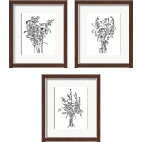 Framed 'Black & White Bouquet 3 Piece Framed Art Print Set' border=