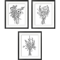 Framed 'Black & White Bouquet 3 Piece Framed Art Print Set' border=