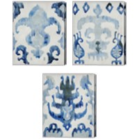 Framed 'Sapphire Ikat 3 Piece Canvas Print Set' border=