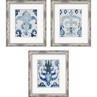Framed 'Sapphire Ikat 3 Piece Framed Art Print Set' border=