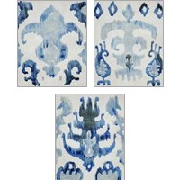 Framed 'Sapphire Ikat 3 Piece Art Print Set' border=