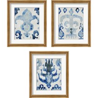 Framed 'Sapphire Ikat 3 Piece Framed Art Print Set' border=