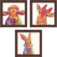 Framed 'Cheery Animals 3 Piece Framed Art Print Set' border=