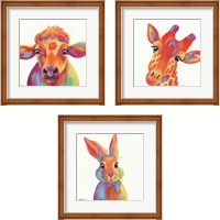 Framed 'Cheery Animals 3 Piece Framed Art Print Set' border=