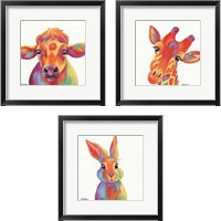 Framed 'Cheery Animals 3 Piece Framed Art Print Set' border=