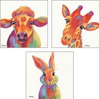 Framed 'Cheery Animals 3 Piece Art Print Set' border=