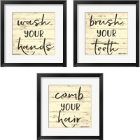 Framed 'Bathroom Signs 3 Piece Framed Art Print Set' border=