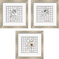 Framed 'Sketchbook Garden Checker 3 Piece Framed Art Print Set' border=