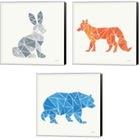 Framed 'Geometric Animal 3 Piece Canvas Print Set' border=